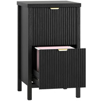 HOMCOM 2-Drawer Letter/A4 Filing Cabinet - Black-Boasts a modern style with wavy panels, elevating your home office decor
