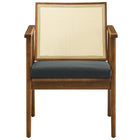 Modway Thera Vegan Leather and Cane Accent Armchairs - Walnut Black - Set of 2-8