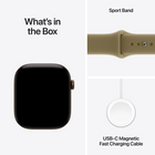 Apple Watch Series 12 - 42mm - GPS - Dark Bronze Aluminium Case with Olive Sport Band - M/L-Built to Last - Apple Watch Series 12 aluminum cases now have Ceramic Shield 2 - which is tougher than any smartwatch glass. Titanium and ceramic cases have a superdurable crack-resistant sapphire crystal display