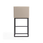 Manhattan Comfort Ambassador 21" Mid-Century Modern Faux Leather Upholstered Bar Stool - Cream and Black - 3 Pack-Delivered to you Fully Assembled! No Assembly Required