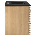 Modway Render 36" Wall-Mount Bathroom Vanity - Oak/Black-Full-Extension Drawers