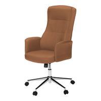 Monarch Specialties 7378 Ergonomic Leather-Look Office Chair - Brown-This modern brown leather-look office chair features a high back design and plush foam cushioning, ensuring you stay comfortable during long work hours