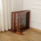 PawHut Wooden Freestanding Pet Gate with 6 Panels and 2 Support Feet - Coffee-Colour: Coffee 