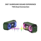 MyBat Outback Portable Rugged Waterproof Outdoor Wireless Speaker - Army Green-LED Party Lights: Bright flashing lights illuminate pathways and create a lively party atmosphere.
