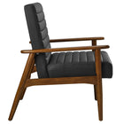 Modway Jensen Vegan Leather Accent Chair - Walnut Black-Non-Marking Foot Glides