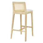 Modway Monarch Wood and Rattan Bar Stool - Antique White Natural Heathered Weave Ivory-Arrives Fully Assembled