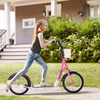 Aosom Kick Scooter for Kids Teen with Adjustable Handlebar 2 Brakes Basket - Pink-Steel frame for a tough and sturdy structure, fitted with an adjustable handlebar 