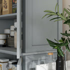 HOMCOM 72.5" H Freestanding 4-Door Kitchen Pantry Cabinet with Shelves - Grey-Melamine coated surface is scratch resistant and easy cleaning 