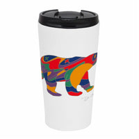 Oscardo Dawn Oman Alpha Bear Indigenous Art Travel Mug-Authentic Indigenous Art Design - Features licensed artwork by First Nations, Inuit, and Métis artists from across Canada, celebrating Indigenous culture and creativity