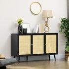 HOMCOM 47.2" L Sideboard Buffet Cabinet - Black-Wide tabletop provides extra displaying space