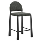 Modway Hayley Upholstered Fabric Counter Stools 2-Piece Set - Black/Anthracite-Tapered Metal Legs with Foot Rest