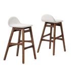 Modway Juno Wood Bar Stool - Ivory Fabric - Set of 2-Low Backrest