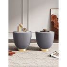 Manhattan Comfort Anderson 18.43" Modern Leatherette Upholstered End Table - Grey - Set of 2-Beautiful Ceramic Marble Table Top