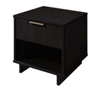 Manhattan Comfort Granville 18.11" Modern 1-Drawer Nightstand - Black-Perfect for Bedside Storage, Lamps or Display Items