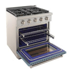 Kucht 30" KFX-X Series Pro Style Propane Gas Range - Stainless Steel/Light Blue-Liquid propane convertible