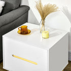 HOMCOM Modern Bedside Table with 2 Drawers and Solid Wood Legs - White-Color: White
