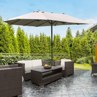 Outsunny Patio Umbrella with Lift Crank - 15' - Light Grey-Superior strength and durability with the rust resistant steel pole and 12 steel ribs