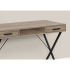 Monarch Specialties 7796 42" Computer Desk - Dark Taupe/Black Metal-This dark taupe wood-look desk features a contemporary X-design black metal base that ensures sturdiness