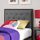 Modway Mia Fabric Twin Bed - Brown Grey-Tufted button fabric headboard