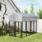 PawHut Dog Kennel, Welded Wire Heavy Duty Dog Run - 8' L x 4' W x 6' H - Silver H-Oxford cloth cover to use during hot, sunny days