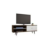 Manhattan Comfort Liberty MDP and MDF 62.99"W TV Stand, Rustic Brown and White (201AMC96)-Free Standing TV Stand for Living Room and Bedroom use.