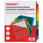 Staples Insertable Plastic Dividers with Pocket - 8 Tab - Coloured-Insertable Tabs