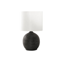 Monarch Specialties 16" H Table Lamp - Black Resin / Ivory / Cream Shade-Contemporary 16"h table lamp with a stylish beehive design textured finish base in trendy black resin, and a simple drum style ivory fabric shade to brighten a living room, bedroom, or office space