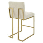 Modway Privy Gold Stainless Steel Upholstered Fabric Counter Stool - Gold/Beige-No Assembly Required