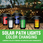 Bell + Howell Color Disk Lights Solar Pathway LED Lights-4 Lighting Modes & High-Brightness: Bell+Howell Solar Pathway Lights are designed with 4 modes (White/3 Solid Colors/Flame/Color Changing), which use high-power LED lamp beads and high transmittance lampshade that makes our lights brighter than the ordinary solar path lights, now you can decorate and illuminate your garden to make them more beautiful and colorful. (Lawn, courtyard, sidewalk, walkway, fence, deck, stairs, flowerbed)