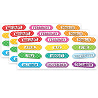 Ashley Productions Magnetic Die-Cut Timesavers & Labels - Months of the Year - White Polka Dots - 3 Pack-Easy to clean