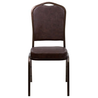 Flash Furniture HERCULES Series Crown Back Stacking Banquet Chair in Brown Vinyl - Copper Vein Frame-Multipurpose Banquet Chair