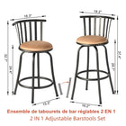 Homy Casa Industrial Swive Counter Bar Stools  24" & 29" - 2 Pack-Adjustable height with an add-on legs to extend from 24” counter to 29” bar height for versatile use