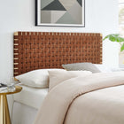 Modway Sparta Weave Wall Mount Vegan Leather Full Headboard with - Natural Brown-Wood Frame