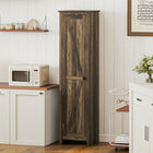 HOMCOM 67" H Kitchen Pantry Cabinet with Barn Door - Brown-Two 3-level adjustable shelves offer flexible storage 