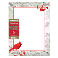 Geographics Winter Cardinal Letterhead - Red Foil - 8.5" W x 11" H - 40 Pack-Compatible with ink-jet printers