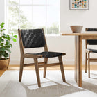 Modway Saoirse Leather Wood Dining Side Chair - Walnut/Black - 2 Pack-Crossbar Supports