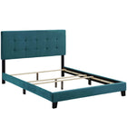 Modway Amira Performance Velvet Queen Bed - Sea Blue-Platform Bed Frame With Headboard