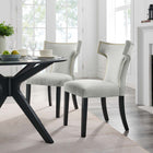 Modway Curve Performance Velvet Dining Chairs - Light Grey - 2 Pack-Dense Foam Padding for Comfort