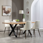 HOMCOM Dining Chairs in Velvet Accent - Cream White - Set of 4-Solid wood-grain steel legs with thermal transfer printing treatment give you support to maintain a stable position