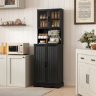 HOMCOM 71" H Kitchen Pantry Cabinet with 8 Door Shelves - Black-Constructed from robust particle board and MDF with a melamine-faced finish 