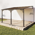 Outsunny 13 ft W x 10 ft L Lean to Gazebo - Hardtop Wall Mounted Outdoor Pergola - Brown-7 mm PC roof blocks UV rays for safer outdoor use