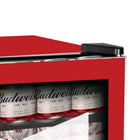 Budweiser Glass Door Beverage Fridge - 1.6 cu ft - Red-Holds up to 70 cans or 17 bottles