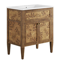 Modway Elysian 30" Wood Bathroom Vanity - White/Brown-Modern Bathroom Vanity