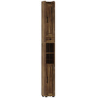 HOMCOM 73" Tall Narrow Bathroom Storage Cabinet - Brown Wood Grain-Offers both closed and open storage areas with adjustable shelving for versatility