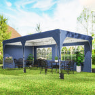 Outsunny 10 ft W x 20 ft L Pop Up Canopy Tent Instant Canopy with Reflective Strips - Dark Blue-Fire-resistant 210D Oxford fabric (UPF50+ sun protection)