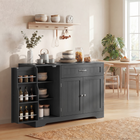 HOMCOM 44" Modern Sideboard Buffet Cabinet with Drawer & Side Storage Racks - Black-Exclusive door racks store spices and snacks, reducing clutter 