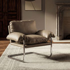 Modway Ansel Vegan Leather Accent Chair - Mushroom-Fixed Padded Seat