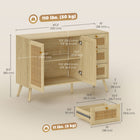 HOMCOM Rattan 47.2" L Sideboard Buffet Cabinet with Soft-Close Doors - Natural Wood-3-level adjustable shelf inside fits taller items with ease