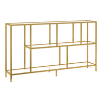 Hudson&Canal Winthrop 52"W Console Table with Glass Shelves - Brass-A modern contemporary design for your entryway, living room, den, and more
