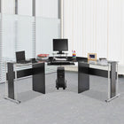 HOMCOM 68.9" L-Shaped Corner Computer Desk with Sliding Keyboard CPU Stand - Black-L-shape design with symmetrical desks save space